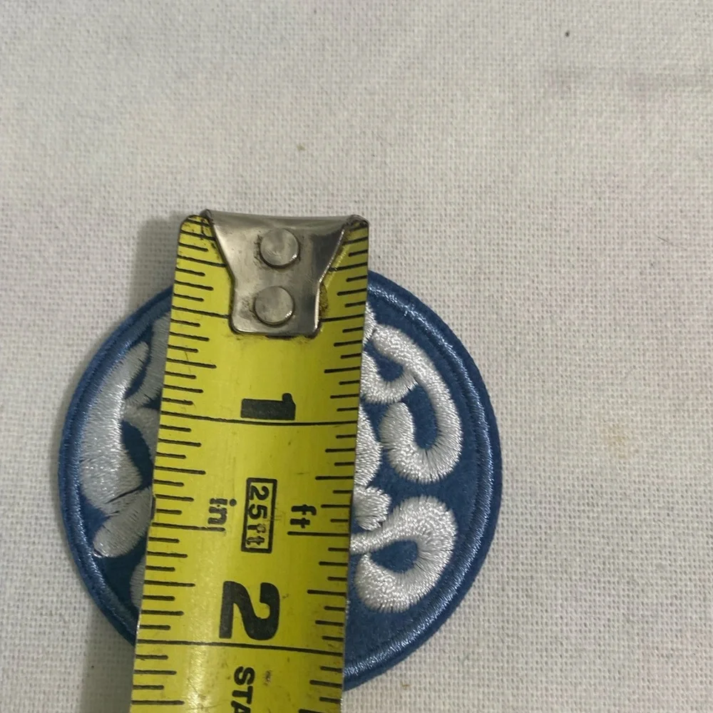 Kiss My A** Embroidered Patch Blue White Round Iron-On/Sew-On 2”